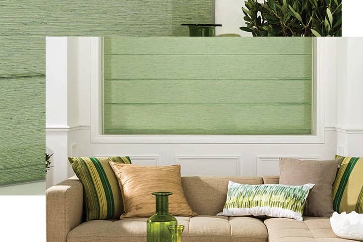 Green fabric Roman Blind