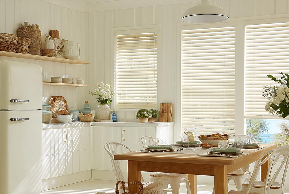 Cream Timber Look Venetian Blinds