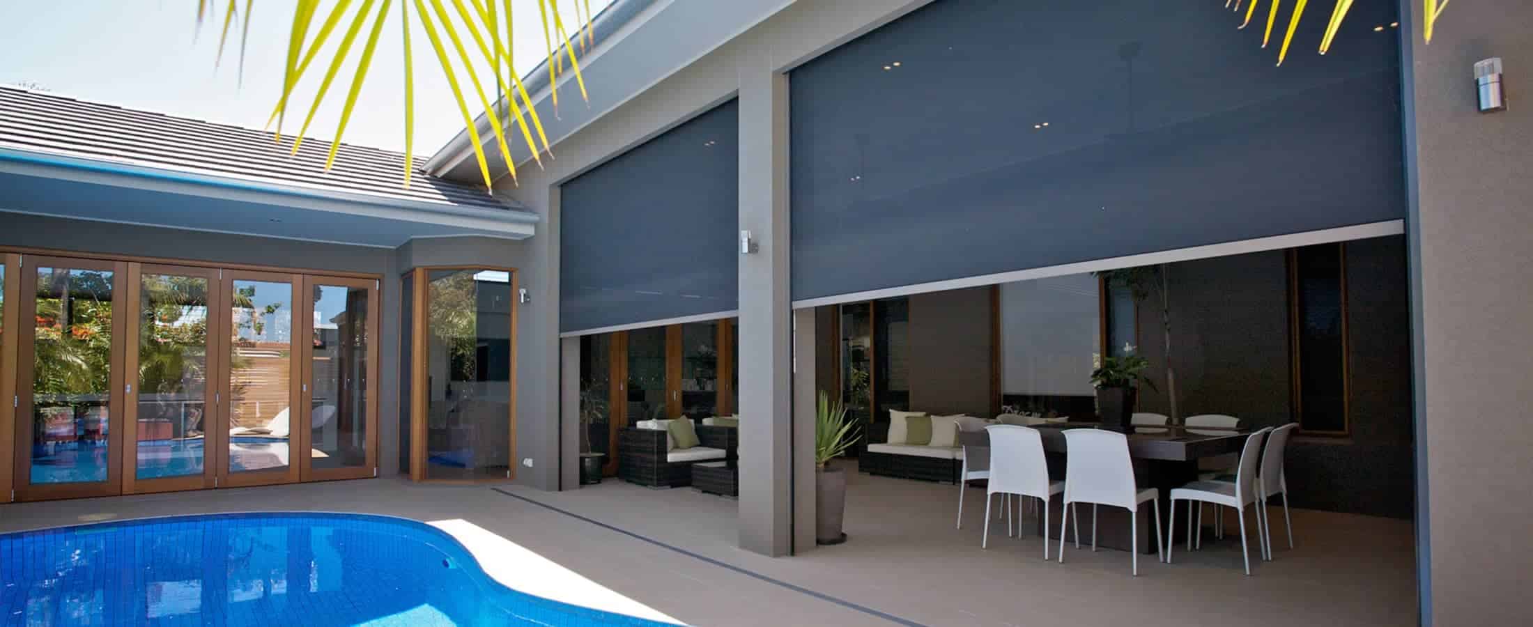 Zipscreen installed in an Alfresco Outside View